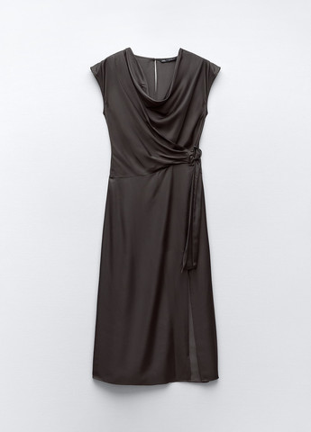 Серо-коричневое вечернее платье Zara однотонное