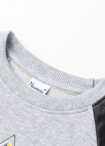 Yumster свитшот утепленный с рисунком и вышивкой, серый рисунок серый кэжуал хлопок