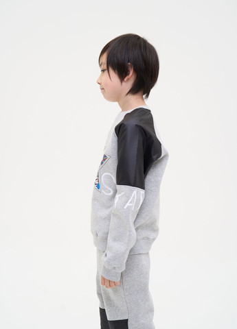 Yumster свитшот утепленный с рисунком и вышивкой, серый рисунок серый кэжуал хлопок