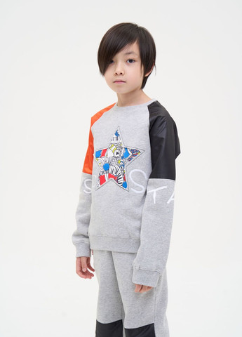 Yumster свитшот утепленный с рисунком и вышивкой, серый рисунок серый кэжуал хлопок