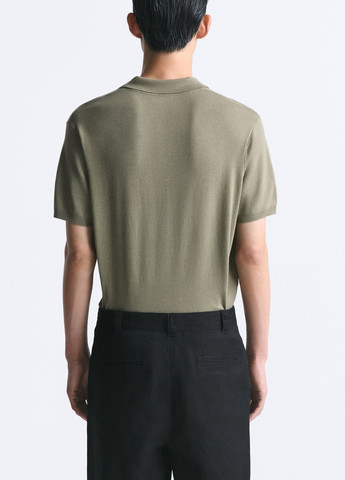 Оливковая (хаки) футболка-поло для мужчин Zara