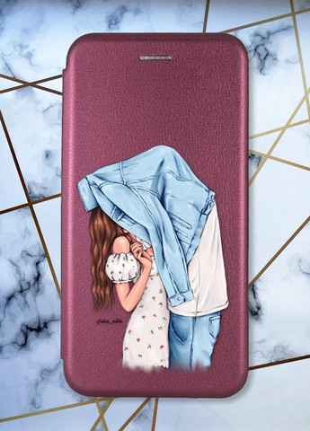 Чехол-книжка с рисунком для Samsung Galaxy A02s Бордовый :: Поцелуй (принт 33) Creative (261850242)