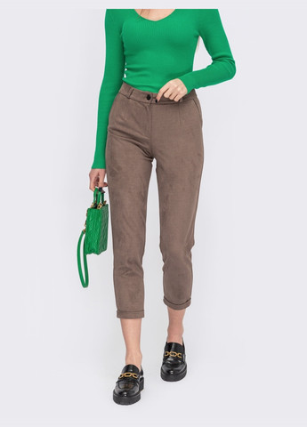 завужені штани із замші з підворотами бежеві Dressa (261853351)