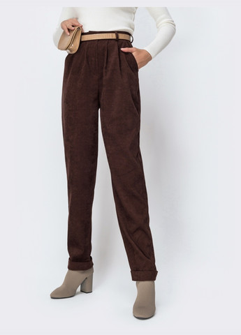 широкі штани з вельвету із високою талією коричневі Dressa (261853379)