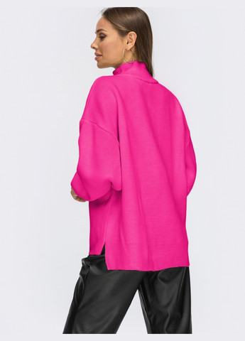 Фуксиновый свитер цвета фуксии с удлинённой спинкой Dressa