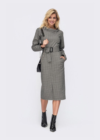 черный костюм с узором из кофты и юбки с разрезом Dressa (261856887)