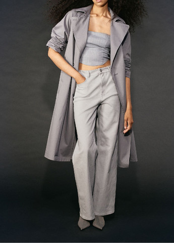Светло-серые кэжуал демисезонные брюки H&M