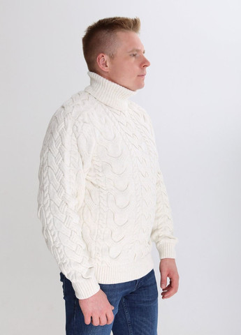 Молочный зимний свитер мужской молочный зимний вязаный косами Pulltonic Прямая