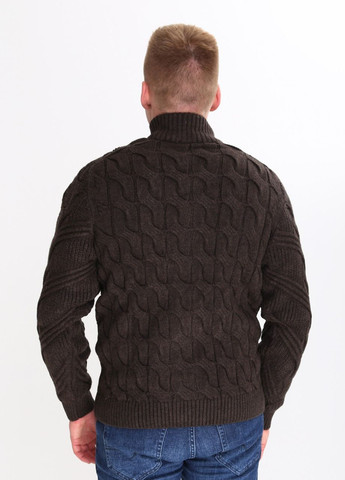 Коричневий зимовий светр чоловічий коричневий на блискавці зимовий з косами Pulltonic Прямая