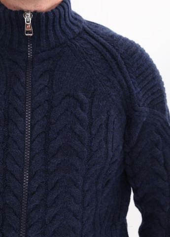 Темно-синий зимний свитер мужской темно-синий на молнии вязаный Pulltonic Прямая