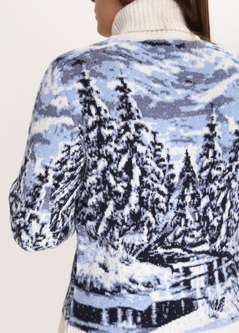 Молочний зимовий светр жіночий молочний з зимовим єнотом з горлом Pulltonic Приталенная