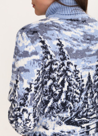 Голубой зимний свитер жеский голубой с енотом зимний с горлом Pulltonic Приталенная