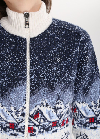 Молочный зимний свитер женский молочный на молнии новогодний принт Pulltonic Приталенная