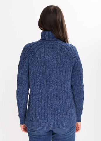 Синий зимний свитер женский синий меланж зимний с горлом косами Pulltonic Прямая