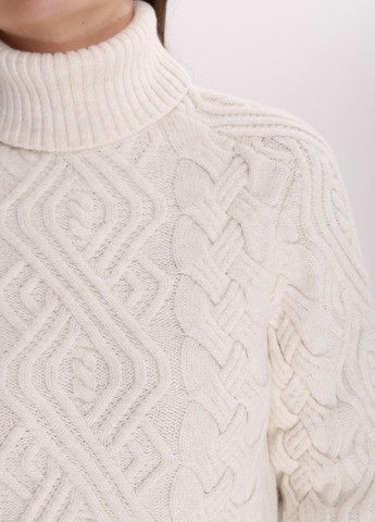 Молочный зимний свитер женский молочный теплый с горлом и косами Pulltonic Приталенная