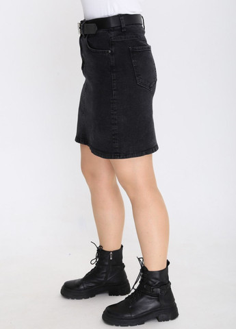 Спідниця жіноча джинсова темно-сіра Angelina Mara трапеция (262086354)