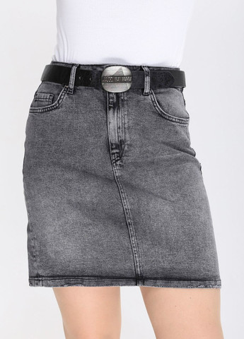 Серая повседневная варенка юбка джинсовая серая высокая посадка Angelina Mara