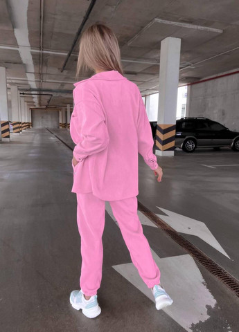 Женский прогулочный костюм двойка S M L (42 44 46) рубашка штаны розовый No Brand (262291774)
