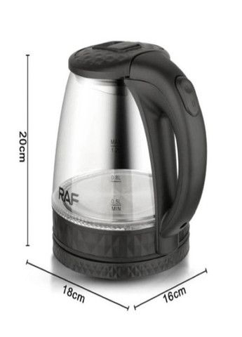 Електрочайник скляний 7861 чайник дисковий чорний RAF (262086447)