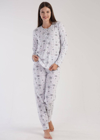 Серая всесезон пижама женская (лонгслив, штаны) лонгслив + брюки Vienetta