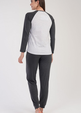 Сіра всесезон жіноча піжама (лонгслів, штани) лонгслив + брюки Vienetta