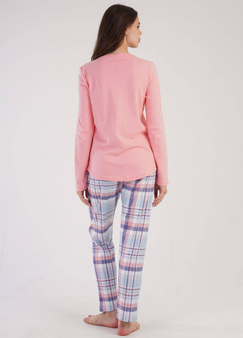Розовая всесезон пижама женская (лонгслив, штаны) лонгслив + брюки Vienetta