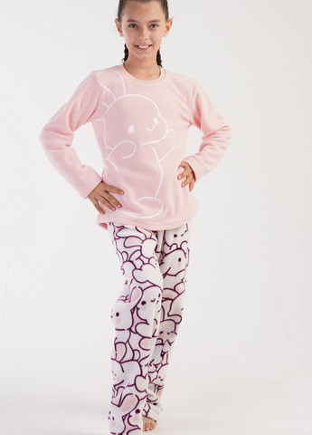 Персиковая всесезон флисовый подростковйй костюм(худи,штаны) лонгслив + брюки Vienetta