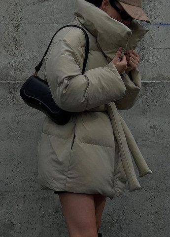 Бежевая зимняя куртка женская зимняя пуховик на лебяжем пуху к-015 бежевый SoulKiss k-015