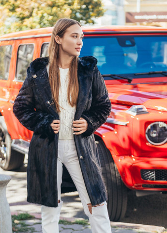 Шуба из эко меха с капюшоном черная SoulKiss 2-080 (262291370)