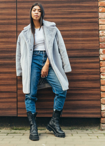 Шуба оверсайз із французького еко хутра сіра SoulKiss 401 (262291333)