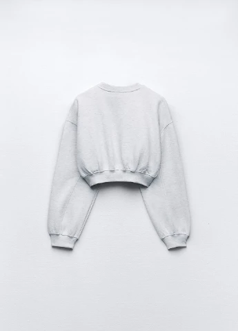 Светло-серый свитшот Zara однотонный (262290280)