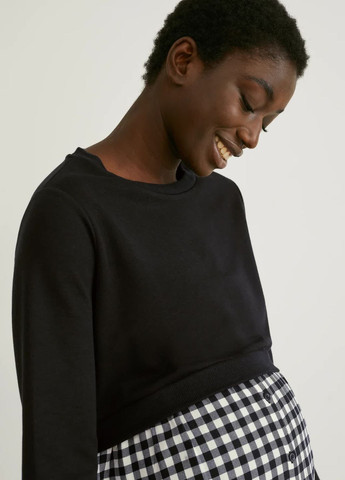 Черное кэжуал платье для беременных (свитшот + рубашка) C&A