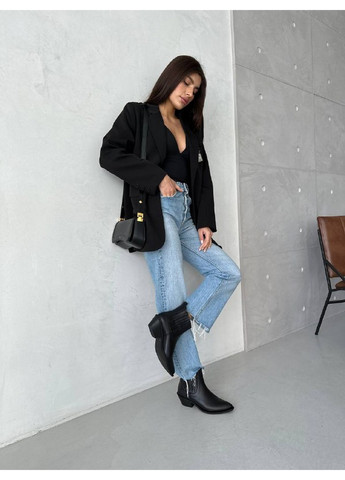 Осенние женские кожаные казаки на каблуке 41 VZUTIK