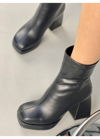 Черные демисезонная женские кожаные ботильоны на каблуках 37 VZUTIK