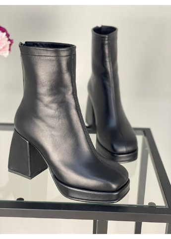 Черные демисезонная женские кожаные ботильоны на каблуках 37 VZUTIK