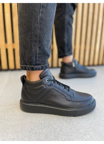 Черные зимние мужские кожаные ботинки 45 VZUTIK