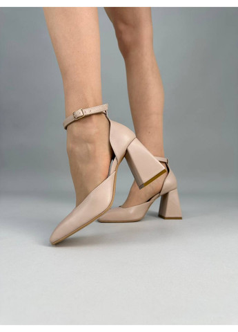 VZUTIK Жіночі шкіряні туфлі 37 бежевий з натуральна шкіра, україна — демісезон (262378526)