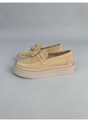 VZUTIK Женские замшевые лоферы 37 песочный з натуральная замша, украина — демисезон (262378421)