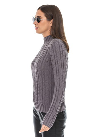 Сірий жіночий м'який светр з коміром стійка SVTR