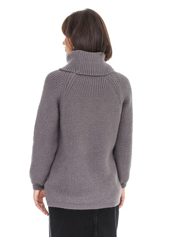 Серый теплый свитер крупной вязки светлая пудра SVTR