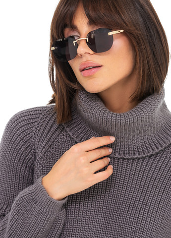 Серый теплый свитер крупной вязки светлая пудра SVTR