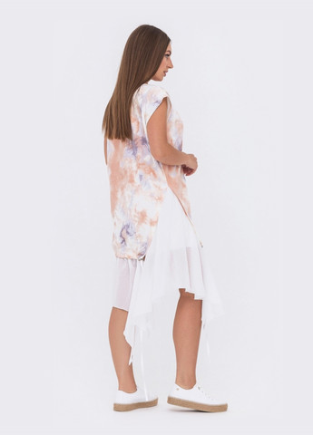 Молочна молочна сукня з персиковим принтом та асиметричним низом Dressa