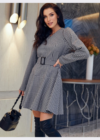 Темно-серое темно-серое платье с узором и воланом на юбке Dressa