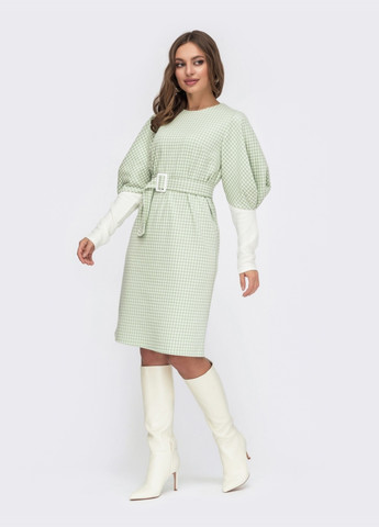 Зелена зелене плаття з жаккарду з об'ємними рукавами Dressa