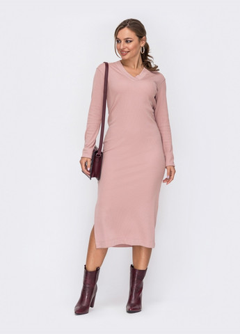Розовое розовое платье прямого кроя с v-образным вырезом Dressa