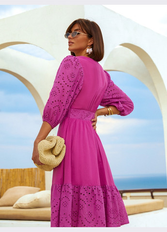 Розовое хлопковое платье-клеш розового цвета Dressa