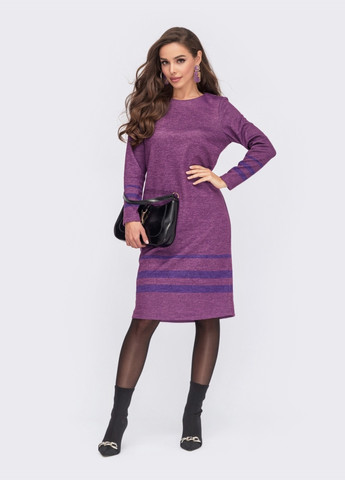 Фиолетовое фиолетовое платье из полированной ангоры с цветными вставками Dressa