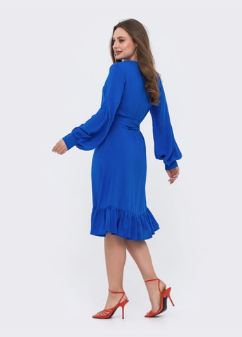 Синее синее платье в романтичном стиле с поясом Dressa