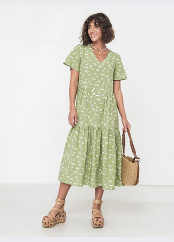 Зеленое летнее платье зеленого цвета с цветочным принтом Dressa