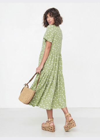 Зеленое летнее платье зеленого цвета с цветочным принтом Dressa